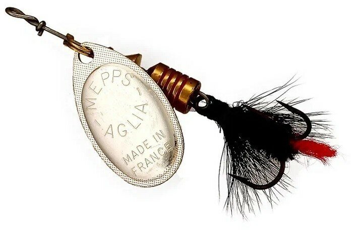 Блесна вращающаяся Mepps AGLIA MOUCHE, 00, SILVER/Black fly, комплект из 1 штука