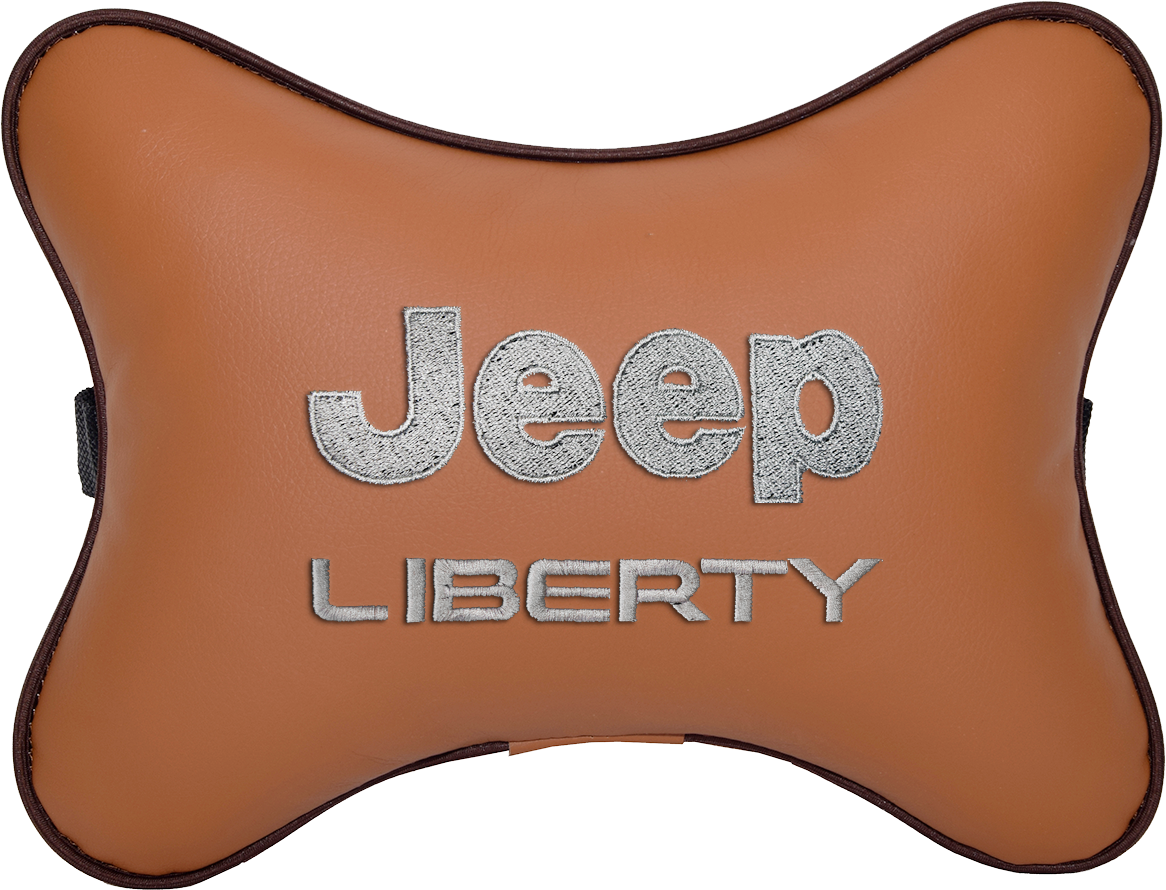 Подушка на подголовник экокожа Fox с логотипом автомобиля JEEP Liberty