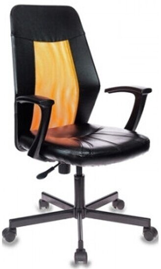 Кресло офисное Easy Chair 225 PTW к/з черный, сетка оранжевая (TW38-3)