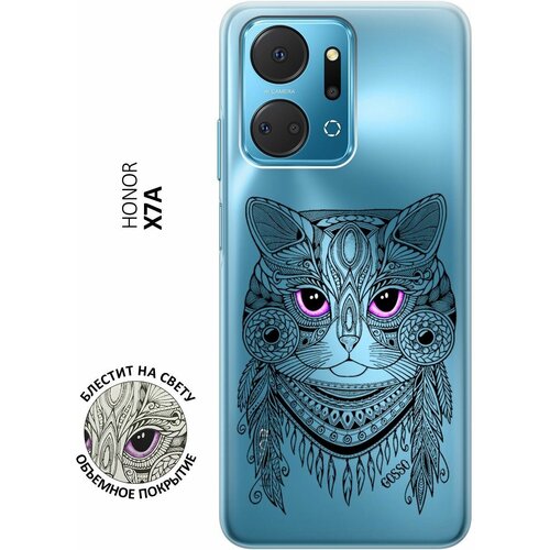 Силиконовый чехол на Honor X7a, Хонор Х7а с 3D принтом Grand Cat прозрачный силиконовый чехол на honor x7a хонор х7а с 3d принтом grand owl прозрачный