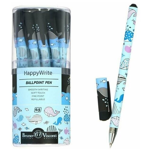 Ручка шариковая HappyWrite Друзья, Киты, 0,5 мм, синие чернила
