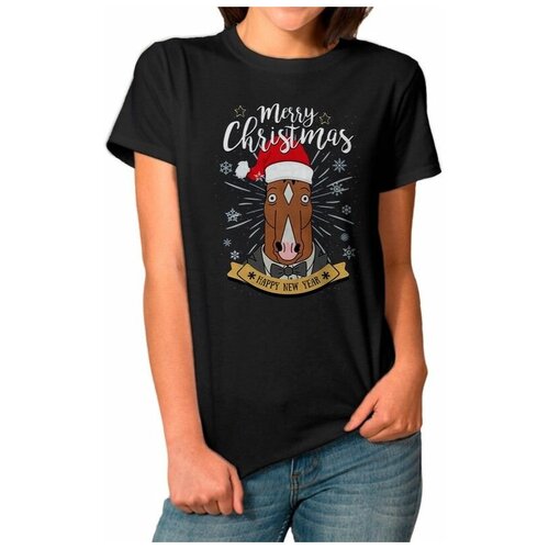 фото Футболка design heroes рождественский конь боджек / bojack horseman женская черная l