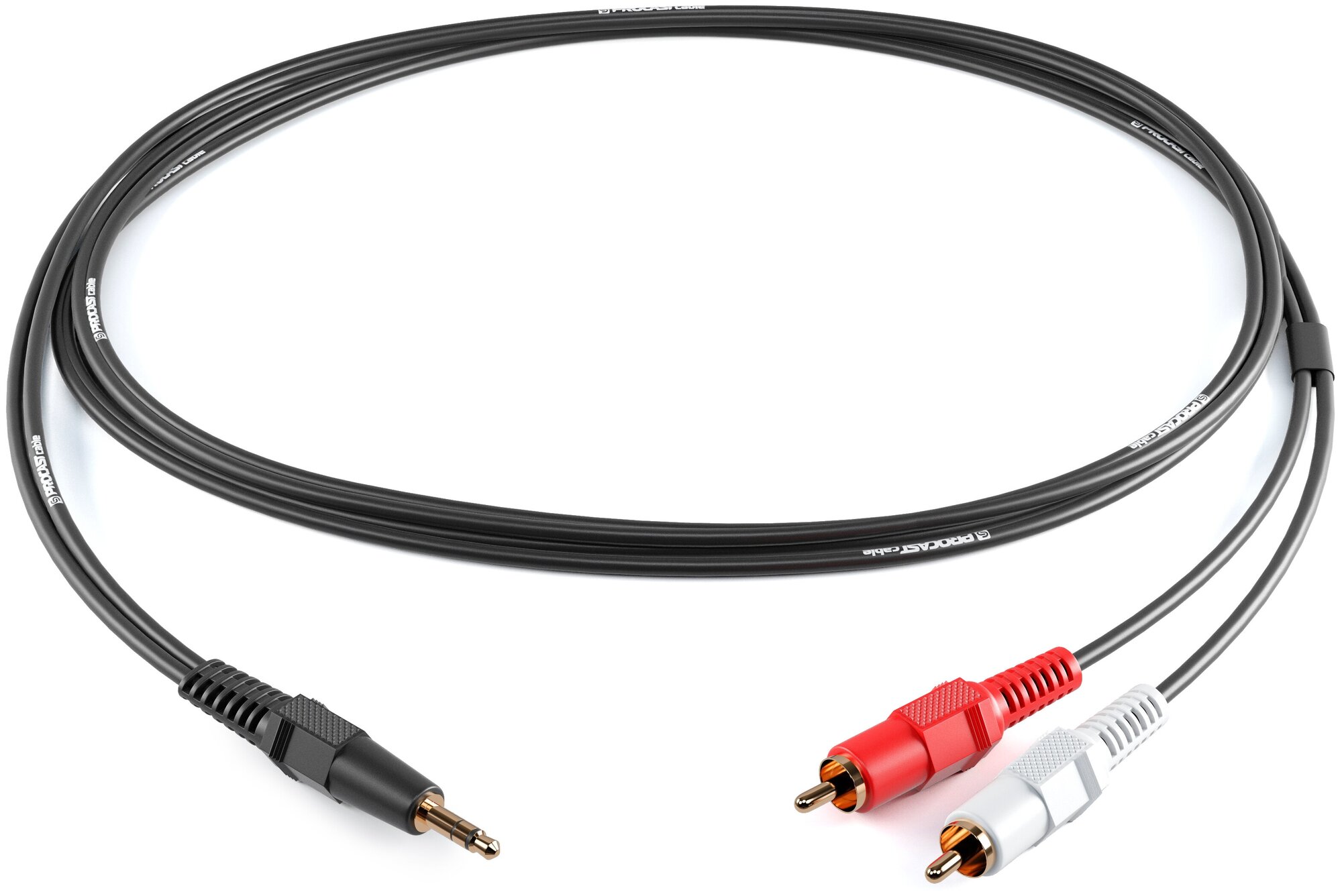 Межблочный кабель 3,5mm miniJack TRS-2RCA(male) PROCAST cable S-MJ/2RCA.2, длина 2m, черный