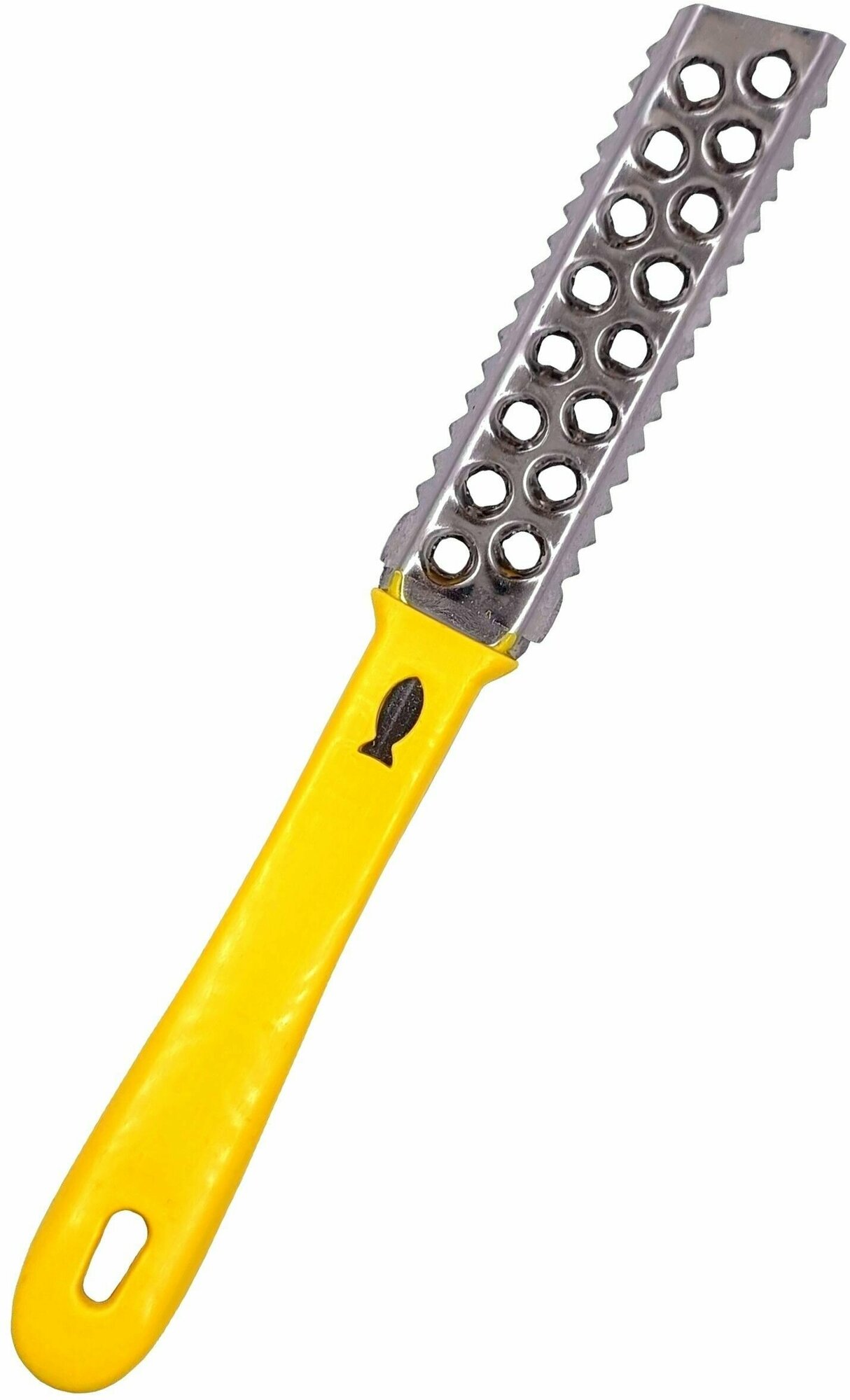 Щётка-Рыбочистка металлическая для чешуи рыб двусторонняя, жёлтая ручка - фотография № 2