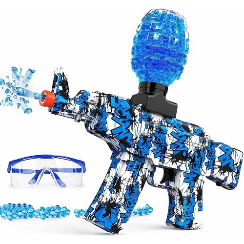 Гидрогелевый / Орбибольный автомат игрушечный TOTOMICO, АК-47 на Орбиз, синий, 10000 пуль в подарок гидрогелевый орбибольный автомат игрушечный ак 47