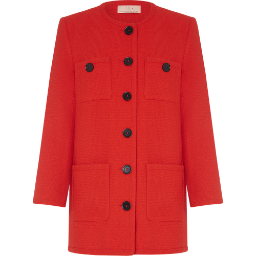 Пиджак LiLa, средней длины, силуэт прямой, размер XS, красный