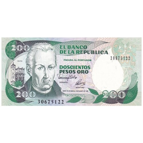 Колумбия 200 песо 1992 г. колумбия 1000 песо 1992 г генерал симон боливар unc