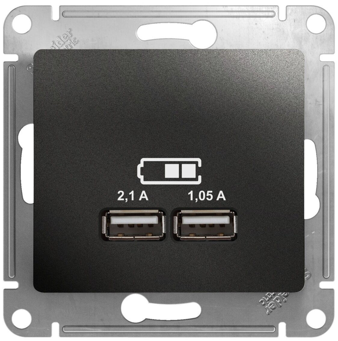 Розетка USB встраиваемая Schneider Electric Glossa цвет антрацит - фото №1