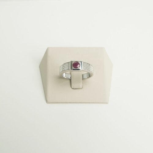Кольцо CORDE Серебряная печатка (серебряное кольцо) с натуральным рубином, 22,0 размер, серебро, 925 проба, родирование, рубин, размер 22, розовый