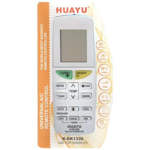 пульт ду huayu k 3e для кондиционера белый Пульт ДУ Huayu K-DK1339 для кондиционера Daikin белый