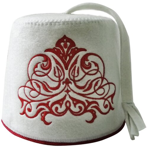 Шапка для бани И сауны феска С вышивкой белая