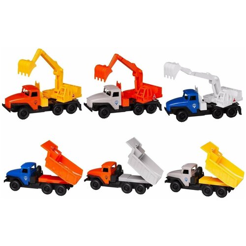 Машинка коллекционная АвтоДром, Самосвал, Экскаватор 18 см, 1 шт