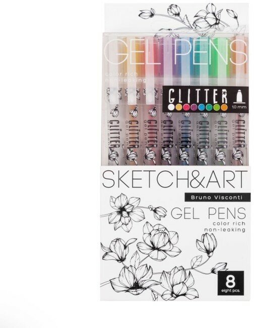 Набор гелевых ручек 8 цветов SKETCH&ART Uni Write.GLITTER, 1,0 мм