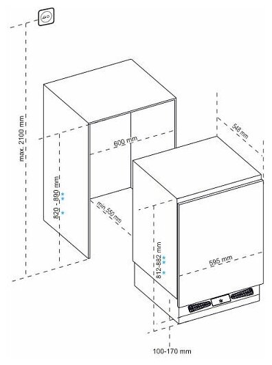 Встраиваемые холодильники Korting/ 81.8x59.5x54.8, встраиваемый холодильник с морозильной камерой, 98+17 л, A+, жесткое крепление - фотография № 2