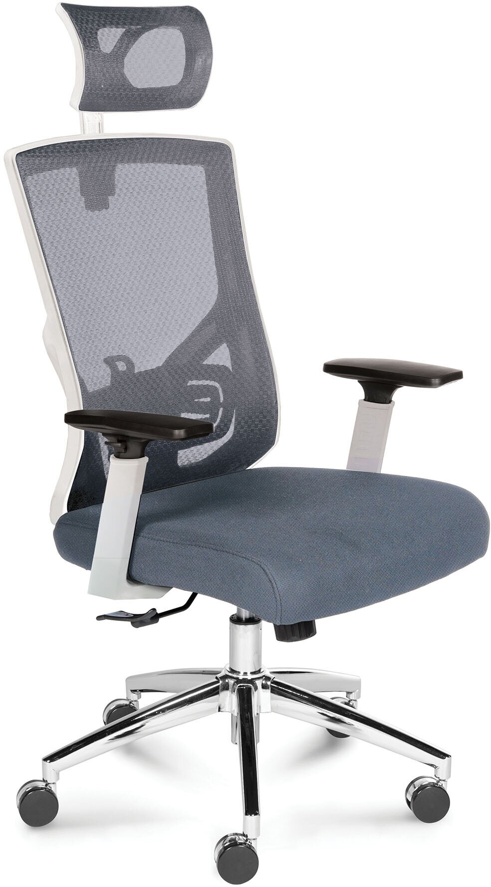 Компьютерное офисное кресло Гарда SL / Статус серая ткань / вишневая сетка / белый корпус