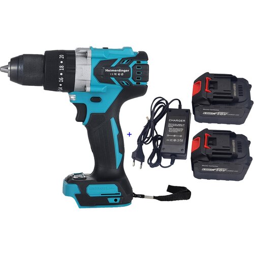 Мощная аккумуляторная бесщеточная ударная дрель Heimerdinger LB176S 18 В 13 мм с двумя аккумуляторами емкостью 60 Ач 995000₽