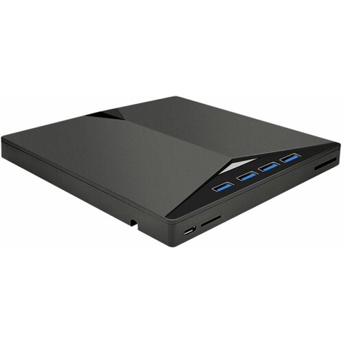 Внешний дисковод ( оптический привод ) CD-RW / DVD-RW - 4 порта USB, Type C ,интерфейс TF SD , встроенный картридер, тонкий ,RGB подсветка