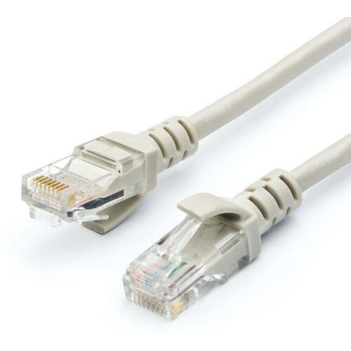 Патч-корд UTP 3 m, литой, RJ45, Cat.5e, Atcom серый ATcom AT4718 патч корд atcom cat5e utp 305m