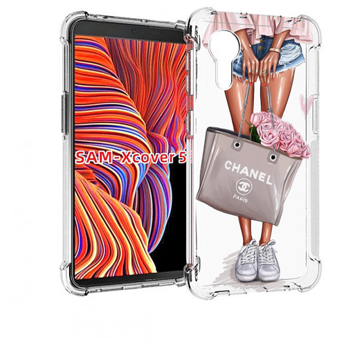 Чехол MyPads Девушка-с-сумкой женский для Samsung Galaxy Xcover 5 задняя-панель-накладка-бампер