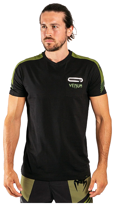 Футболка Venum, силуэт полуприлегающий, размер M, черный, зеленый