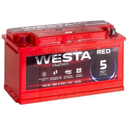Аккумулятор автомобильный WESTA RED 100 А.ч. (900А) обратная полярность 353x175x190