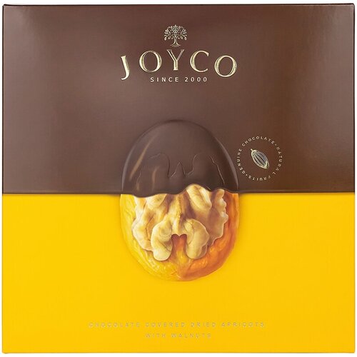 Шоколадные конфеты JOYCO курага в шоколаде с грецким орехом, 150г