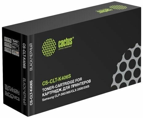 Картридж лазерный CACTUS (CS-CLT-K406S) для SAMSUNG CLP-365/365W, черный, ресурс 1500 стр.