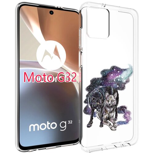 Чехол MyPads звездные волки для Motorola Moto G32 задняя-панель-накладка-бампер
