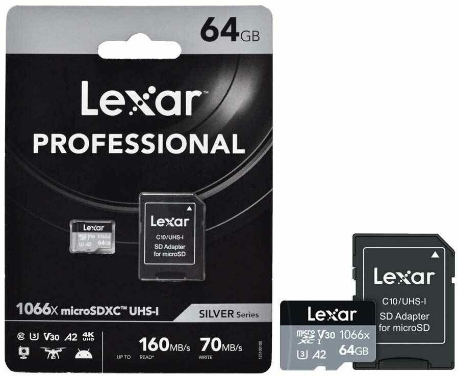 Карта памяти Lexar Professional 128GB 1066x microSDXC UHS-I U3