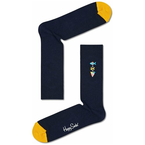 носки happy socks ribbed embroidery yolo reyol01 36 40 Носки Happy Socks, 2 пары, 2 уп., размер 36-40, черный, мультиколор