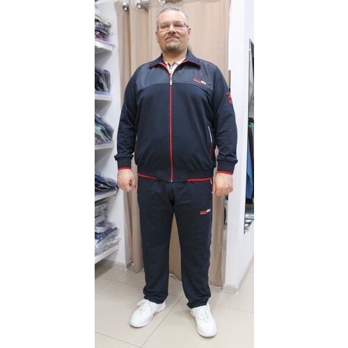 фото Костюм ramon miele, олимпийка и брюки, свободный силуэт, карманы, размер 4xl(64-66), синий