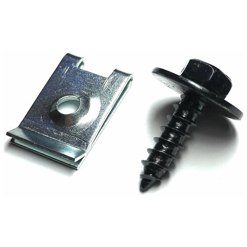 Комплект для крепежа (скоба + саморез). Крепеж для автомобилей. Комплект 6шт