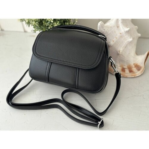 Сумка  кросс-боди , фактура гладкая, черный