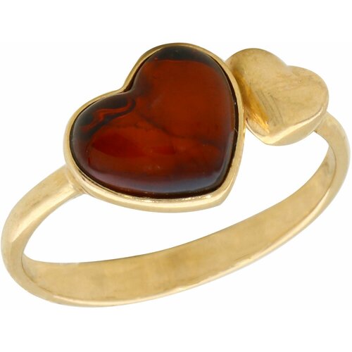 фото Кольцо из золочёного серебра дарвин 120042027aa-к с янтарём, размер 16 diamant-online