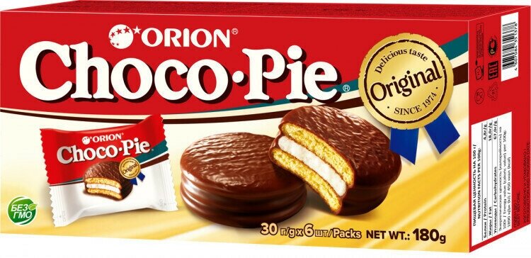 Шоколадное пирожное Choco Pie Orion Чоко Пай Орион, 16 шт по 180 г