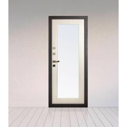 Дверь входная Муар зеркало 2050*860 левая МДФ10мм Венге темный/МДФ10мм Сандал белый