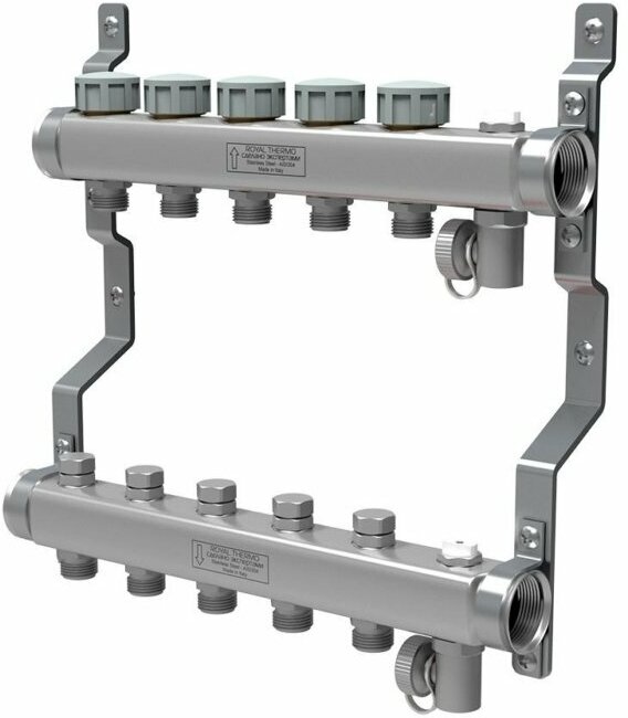 Коллектор нерж. в сборе с расходомерами 1 ВР-3/4 НР, 6 выходов Royal Thermo - фото №4