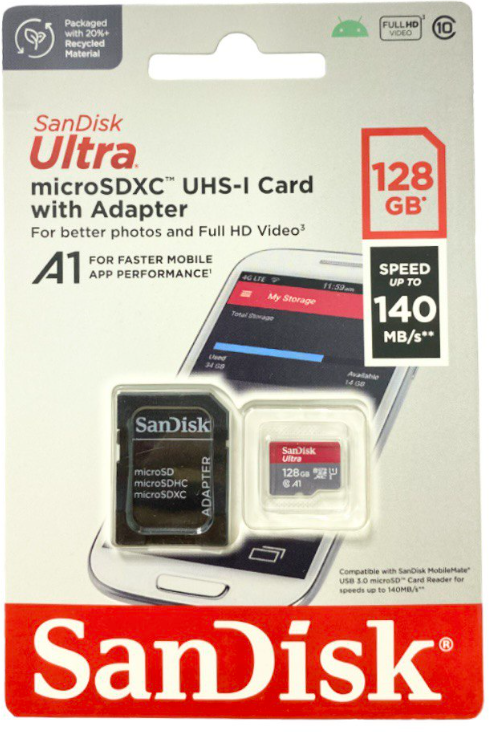 Карта памяти MicroSDXC 128GB SanDisk Ultra Class 10, UHS-I, R 140 МБ/с, без адапт - фото №3