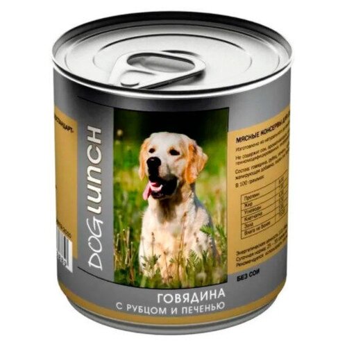 Влажный корм Dog Lunch для собак говядина с рубцом и печенью в желе, 6 шт 750 гр