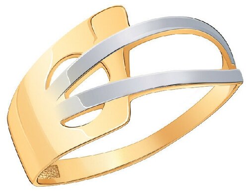 Кольцо, комбинированное золото, 585 проба, размер 17, золотой, серебряный