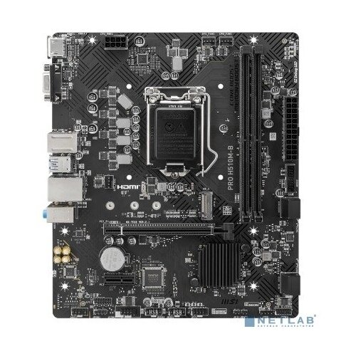 MicroStar Материнская плата MSI PRO H510M-B S1200, Intel®H470, 2xDDR4-2933 HDMI+VGA, 1xPCI-Ex16, 1xPCI-Ex1, 4xSATA3, 1xM.2, 8 Ch Audio, GLan, (4+4)xUSB2.0, (2+2)xUSB3.2, 1xPS/2