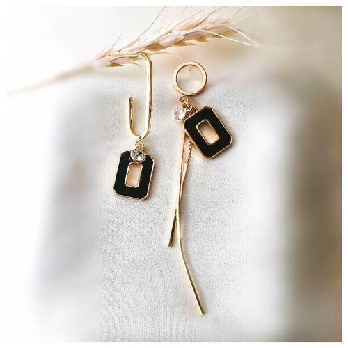 Серьги , золотой, черный