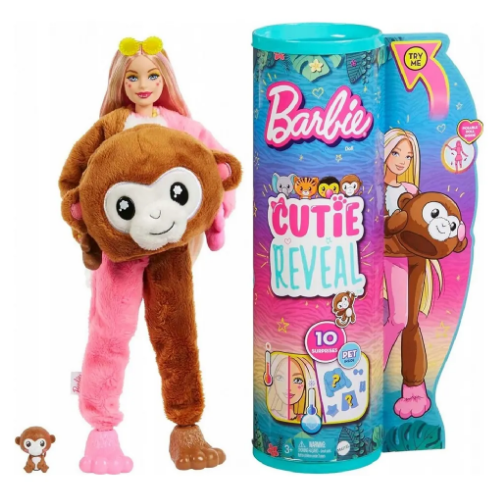 Кукла Barbie Cutie Reveal Милашка проявляшка Обезьяна кукла barbie cutie revea jungle series милашка проявляшка обезьянка