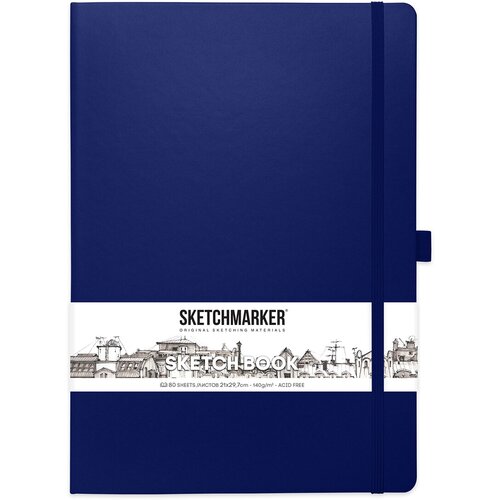 SKETCHMARKER Блокнот для зарисовок 140 г/м2 A4 21 х 29.7 см твердый переплет 80 л. 2314804SM королевский синий