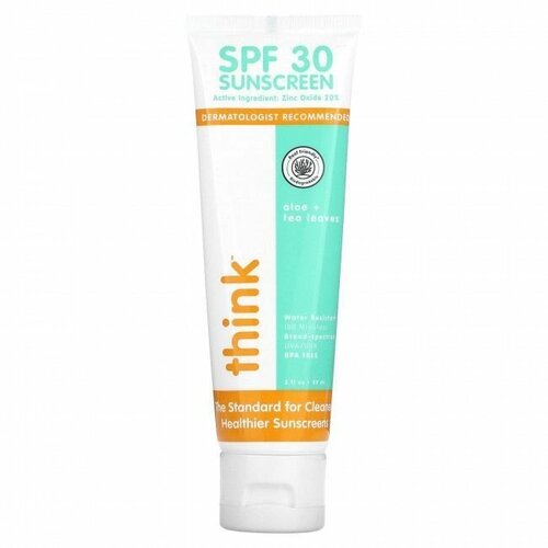 Think, Солнцезащитное средство, SPF 30, алоэ и чайные листья, 89 мл