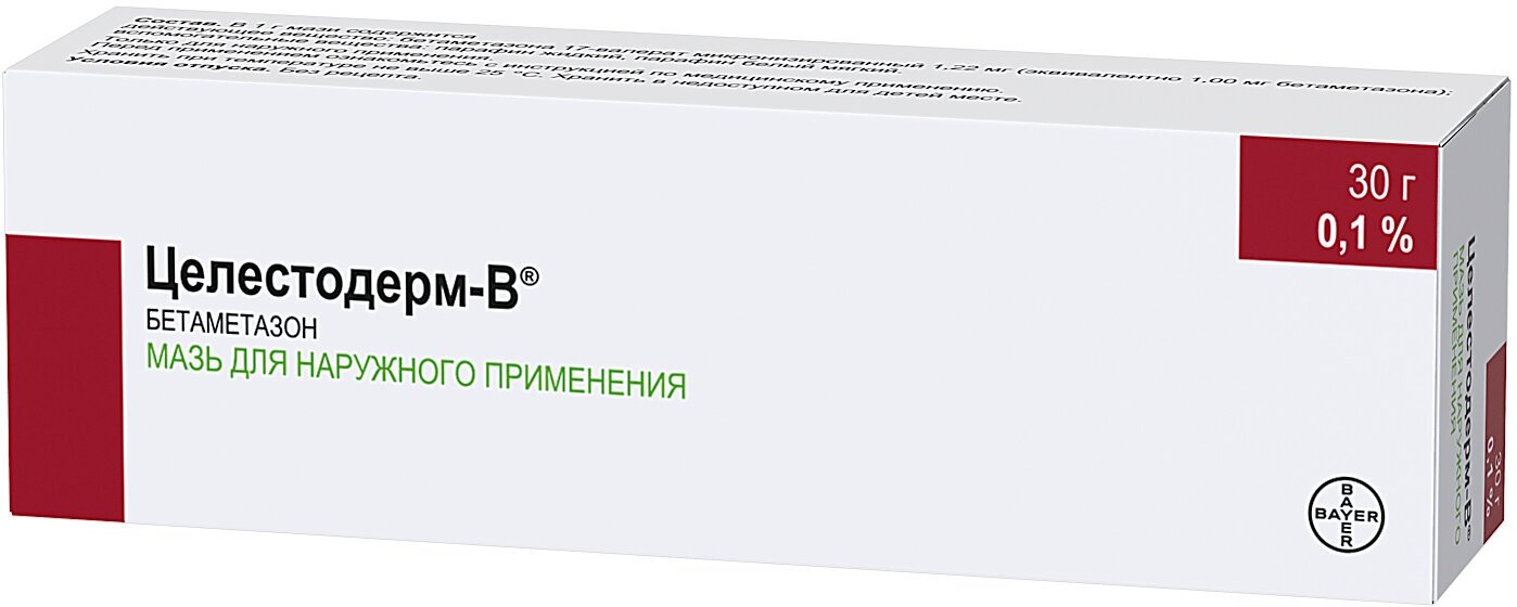 Целестодерм-В мазь д/нар. прим., 0.1%, 30 г