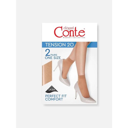 Носки Conte elegant, 20 den, 2 пары, размер 23-25(36-39), бежевый носки 40 den conte elegant tension soft natural светло бежевые 36 39 размер