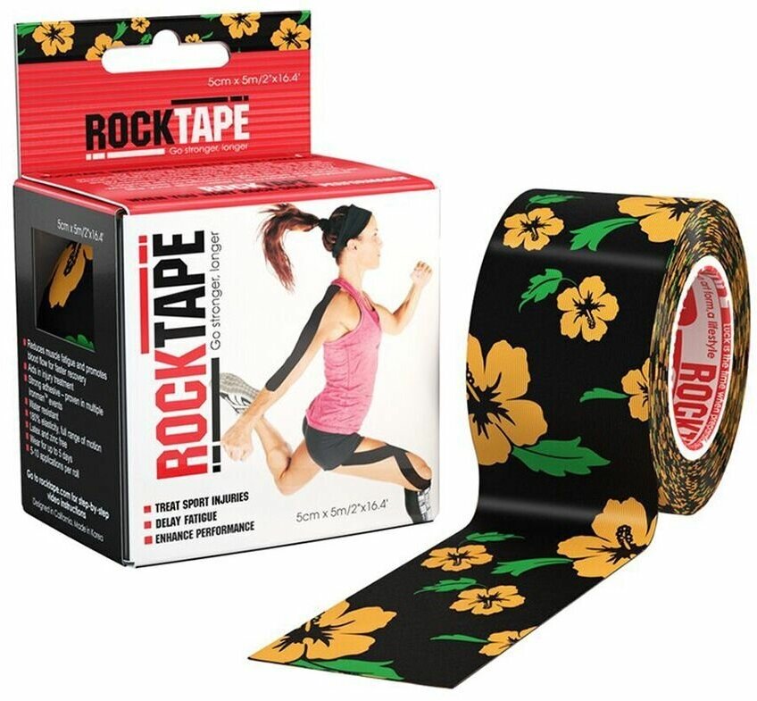 Тейп кинезио Rocktape Classic 5м 5см черный/красный (21651) - фото №1