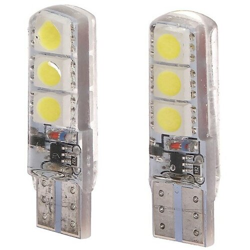 Автолампа светодиодная Cartage T10 W5W 12 В 3 Вт 6 SMD-5050 набор 2 шт для дома 449₽