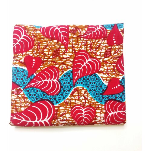 Ткань для рукоделия, пэчворка, игрушек хлопковая двухсторонняя /этнический африканский принт Vlisco из Кот-д'Ивуар/лоскут 35х35 см